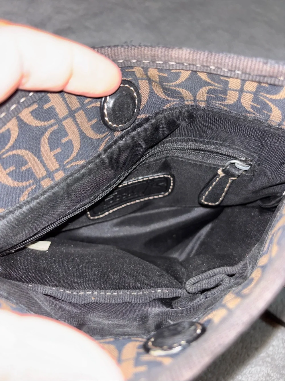 Fossil Brown and Black Patterned Messenger Crossbody